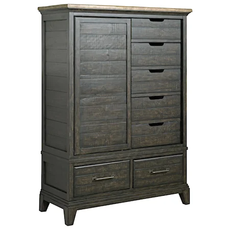 Wheeler Solid Wood Chest with Sliding Door and Seven Drawers